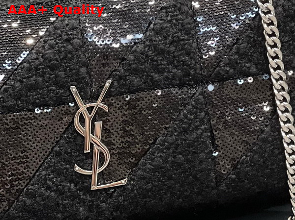 Saint Laurent Jamie Medium Chain Bag Carre Rive Gauche in Sequins and Sequined Tweed Black Replica