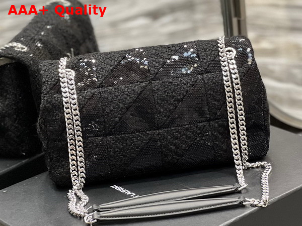 Saint Laurent Jamie Medium Chain Bag Carre Rive Gauche in Sequins and Sequined Tweed Black Replica