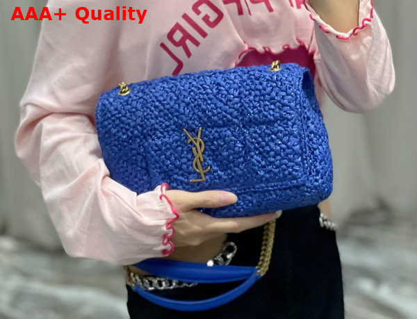 Saint Laurent Jamie Medium in Bright Blue Raffia Replica