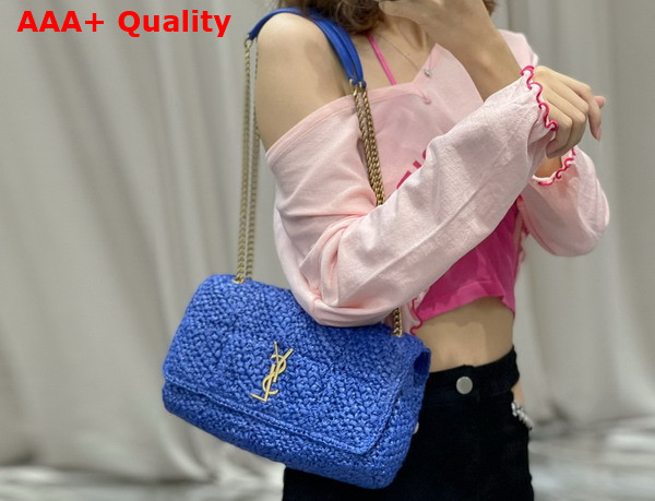 Saint Laurent Jamie Medium in Bright Blue Raffia Replica