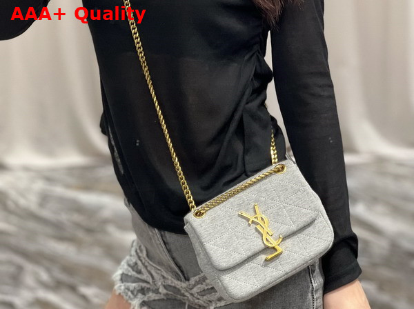 Saint Laurent Jamie Mini Chain Bag Carre Rive Gauche in Jersey Light Grey Replica