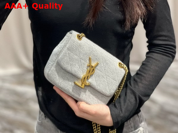 Saint Laurent Jamie Mini Chain Bag Carre Rive Gauche in Jersey Light Grey Replica