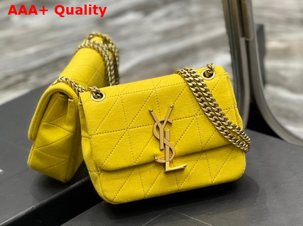 Saint Laurent Jamie Mini Chain Bag Carre Rive Gauche in Jersey Saffron Replica