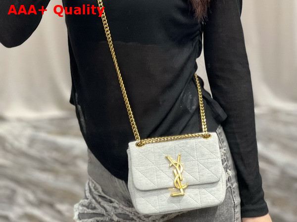 Saint Laurent Jamie Mini Chain Bag Carre Rive Gauche in Jersey White Replica