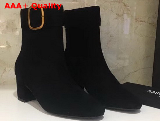 Saint Laurent Joplin Buckle Bootie in Black Suede Replica