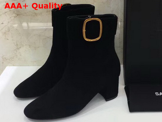 Saint Laurent Joplin Buckle Bootie in Black Suede Replica