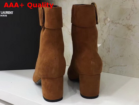 Saint Laurent Joplin Buckle Bootie in Brown Suede Replica