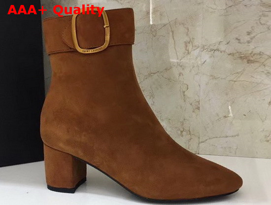 Saint Laurent Joplin Buckle Bootie in Brown Suede Replica