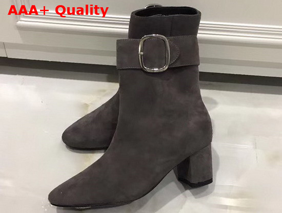 Saint Laurent Joplin Buckle Bootie in Coffee Suede Replica