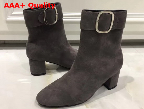 Saint Laurent Joplin Buckle Bootie in Coffee Suede Replica