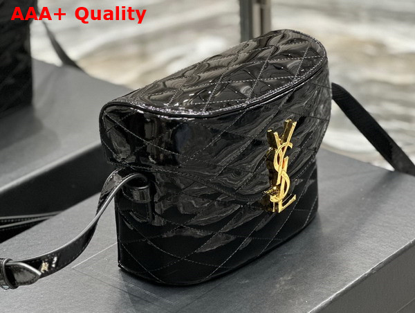 Saint Laurent June Box Bag in Shiny Black Quilted Leather Replica