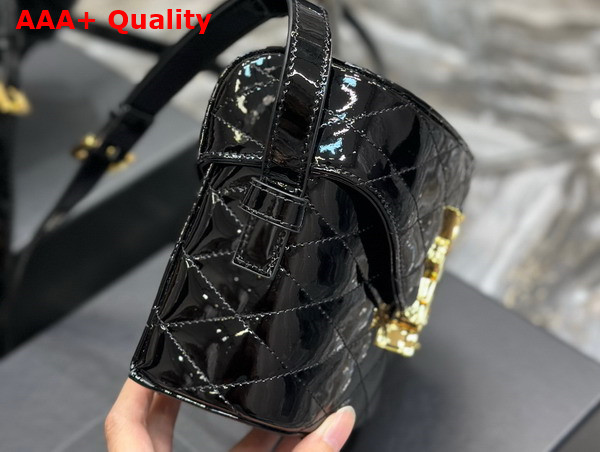 Saint Laurent June Box Bag in Shiny Black Quilted Leather Replica