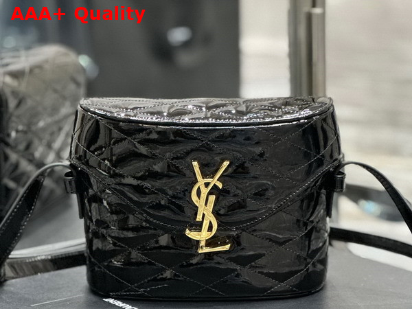 Saint Laurent June Box Bag in Shiny Black Quilted Leather Replica