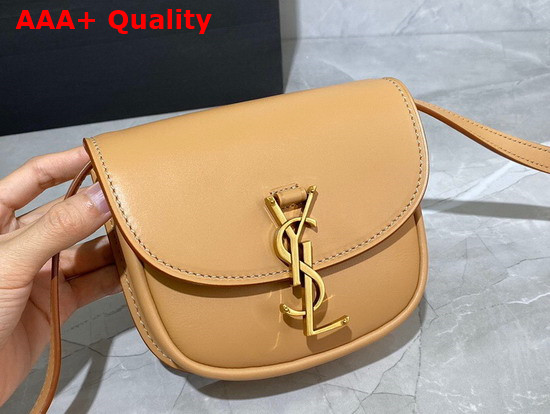 Saint Laurent Kaia Mini Satchel in Smooth Vintage Leather Brown Gold Replica