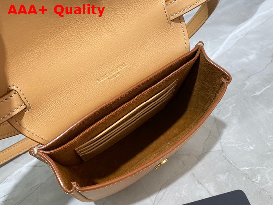 Saint Laurent Kaia Mini Satchel in Smooth Vintage Leather Brown Gold Replica