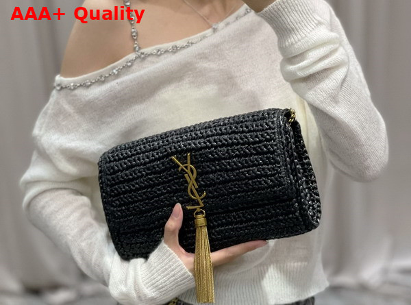 Saint Laurent Kate 99 Chain Bag with Tassel in Black Raffia Replica