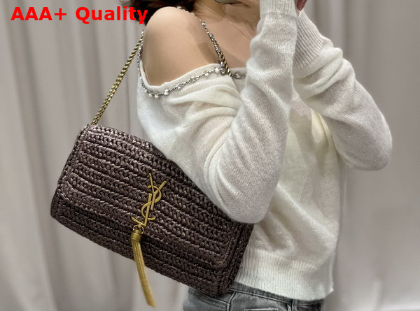 Saint Laurent Kate 99 Chain Bag with Tassel in Brown Raffia Replica