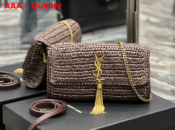 Saint Laurent Kate 99 Chain Bag with Tassel in Brown Raffia Replica