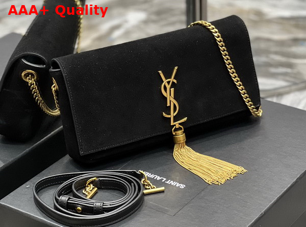 Saint Laurent Kate 99 Chain Bag with Tassel in Suede Black Replica