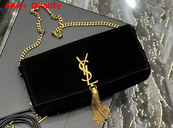 Saint Laurent Kate 99 Chain Bag with Tassel in Suede Black Replica