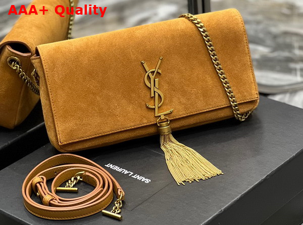 Saint Laurent Kate 99 Chain Bag with Tassel in Suede Cannelle Replica