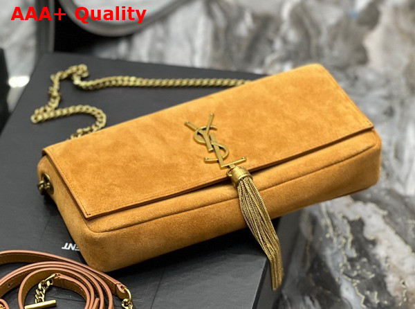 Saint Laurent Kate 99 Chain Bag with Tassel in Suede Cannelle Replica