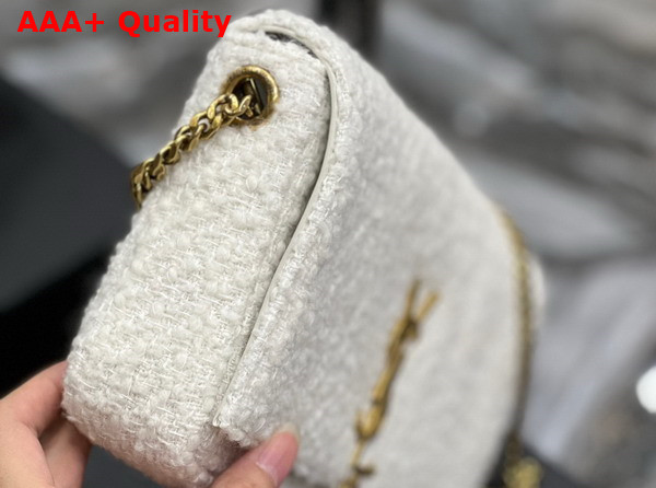 Saint Laurent Kate 99 Chain Bag with Tassel in White Tweed Replica