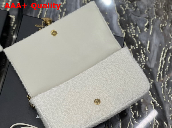 Saint Laurent Kate 99 Chain Bag with Tassel in White Tweed Replica