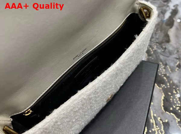 Saint Laurent Kate 99 Chain Bag with Tassel in White Tweed Replica