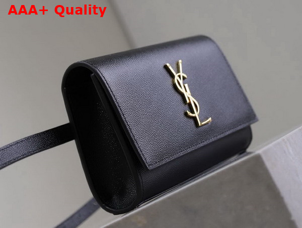 Saint Laurent Kate Belt Bag in Black Grain de Poudre Embossed Leather Replica