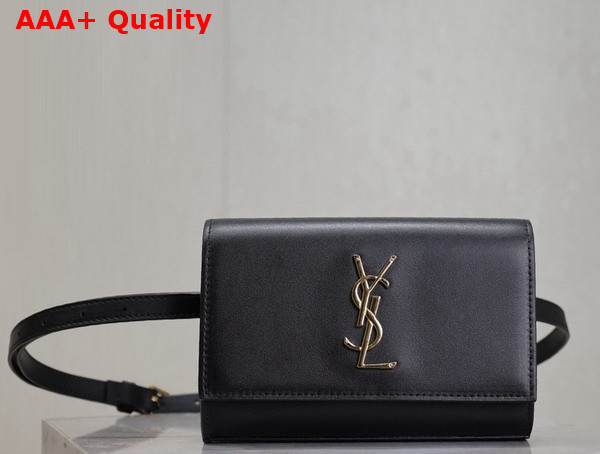 Saint Laurent Kate Belt Bag in Black Smooth Leather Replica