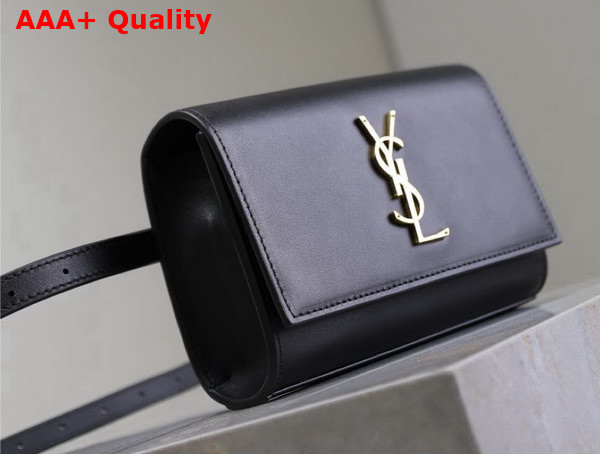 Saint Laurent Kate Belt Bag in Black Smooth Leather Replica