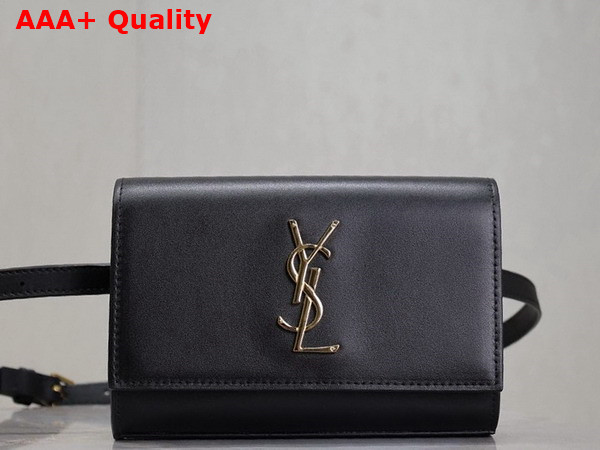 Saint Laurent Kate Belt Bag in Black Smooth Leather Replica