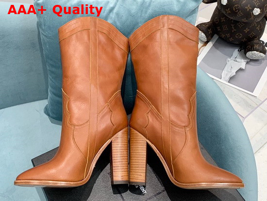 Saint Laurent Kate Boot in Brwon Smooth Leather Replica