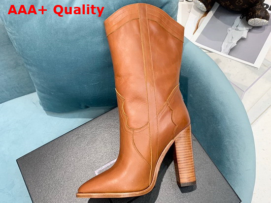 Saint Laurent Kate Boot in Brwon Smooth Leather Replica