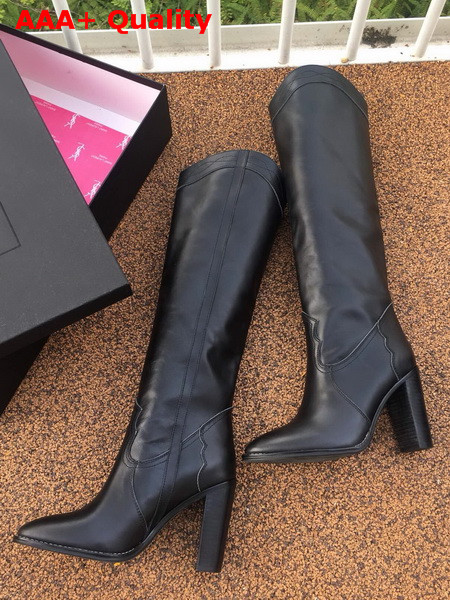 Saint Laurent Kate High Boots in Black Smooth Leather Replica