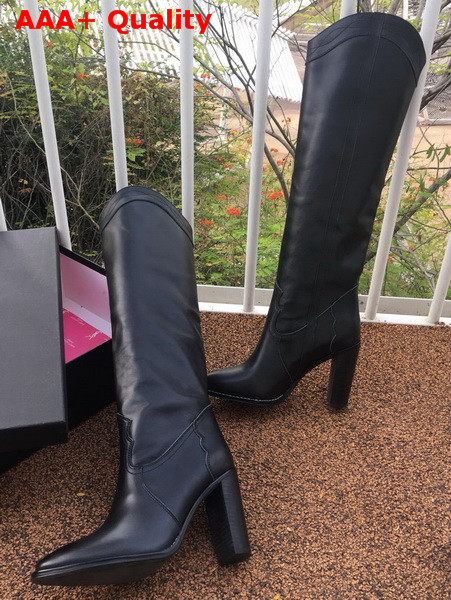 Saint Laurent Kate High Boots in Black Smooth Leather Replica