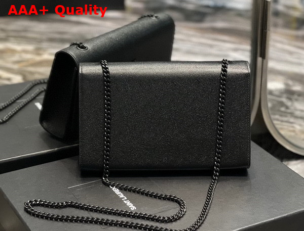 Saint Laurent Kate Medium Chain Bag in Black Grain de Poudre Embossed Leather Replica