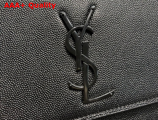 Saint Laurent Kate Medium Chain Bag in Black Grain de Poudre Embossed Leather Replica