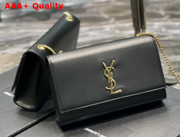 Saint Laurent Kate Medium Chain Bag in Black Smooth Leather with Gold Hardware Replica