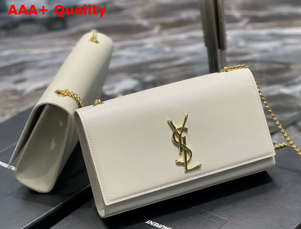 Saint Laurent Kate Medium Chain Bag in Blanc Vintage Grain de Poudre Embossed Leather Replica