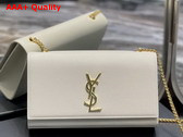 Saint Laurent Kate Medium Chain Bag in Blanc Vintage Grain de Poudre Embossed Leather Replica