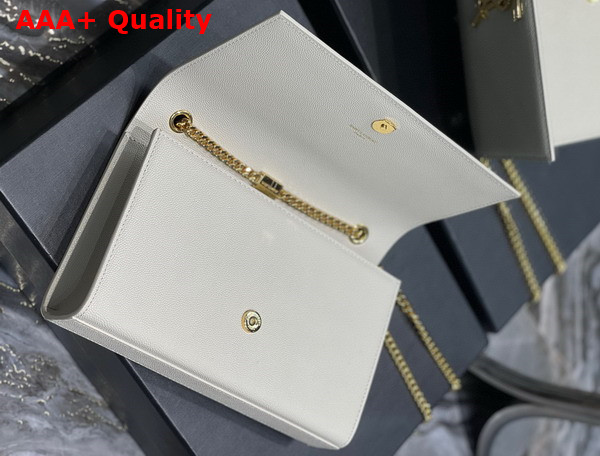 Saint Laurent Kate Medium Chain Bag in Blanc Vintage Grain de Poudre Embossed Leather Replica