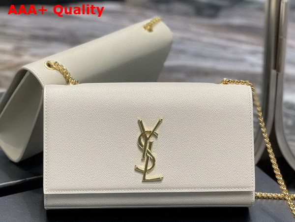 Saint Laurent Kate Medium Chain Bag in Blanc Vintage Grain de Poudre Embossed Leather Replica