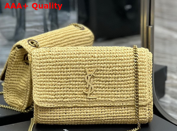 Saint Laurent Kate Medium Chain Bag in Natural Raffia Replica