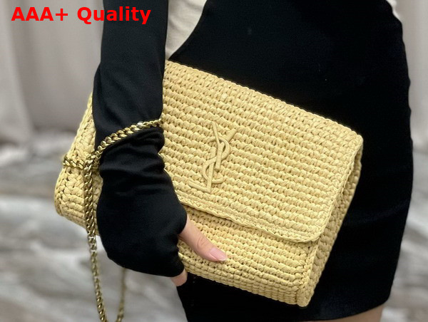 Saint Laurent Kate Medium Chain Bag in Natural Raffia Replica