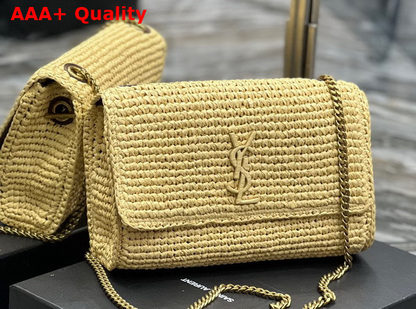 Saint Laurent Kate Medium Chain Bag in Natural Raffia Replica