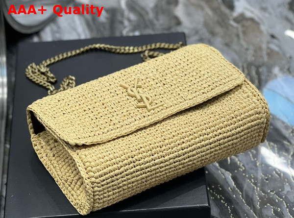 Saint Laurent Kate Medium Chain Bag in Natural Raffia Replica