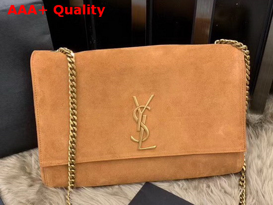 Saint Laurent Kate Medium Reversible Bag in Brown Suede and Smooth Leather Replica