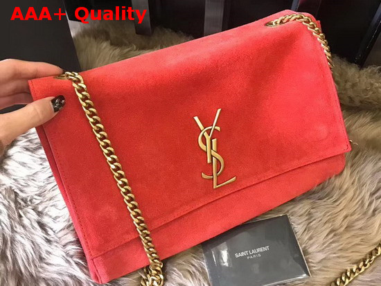 Saint Laurent Kate Medium Reversible Bag in Suede and Smooth Leather Eros Red Replica